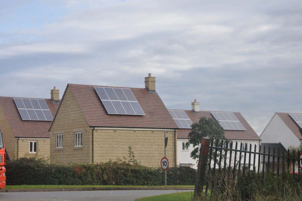 houses with rooftop solar panels