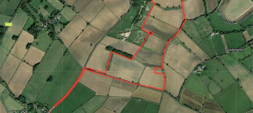 aerial image of solar farm at Bicester
