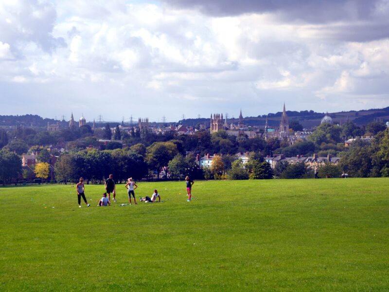 View of Oxford from South Park with people in the foreground