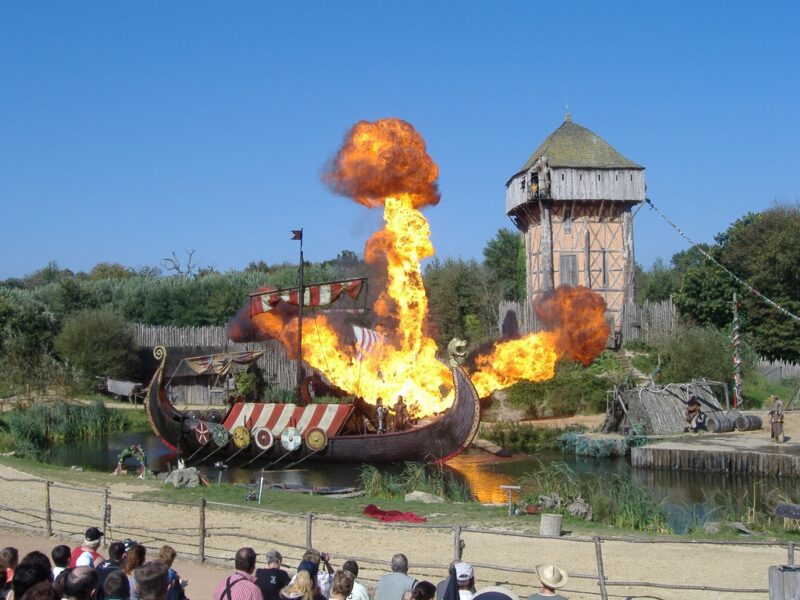 Scene of the 'Vikings' spectacle at Puy du Fou park in France