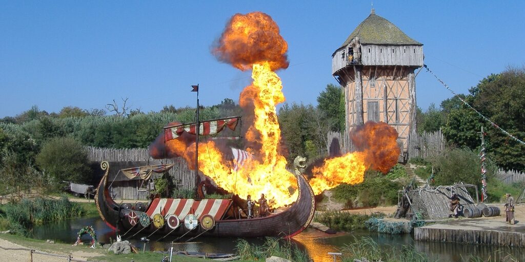 Scene of the 'Vikings' spectacle at Puy du Fou park in France