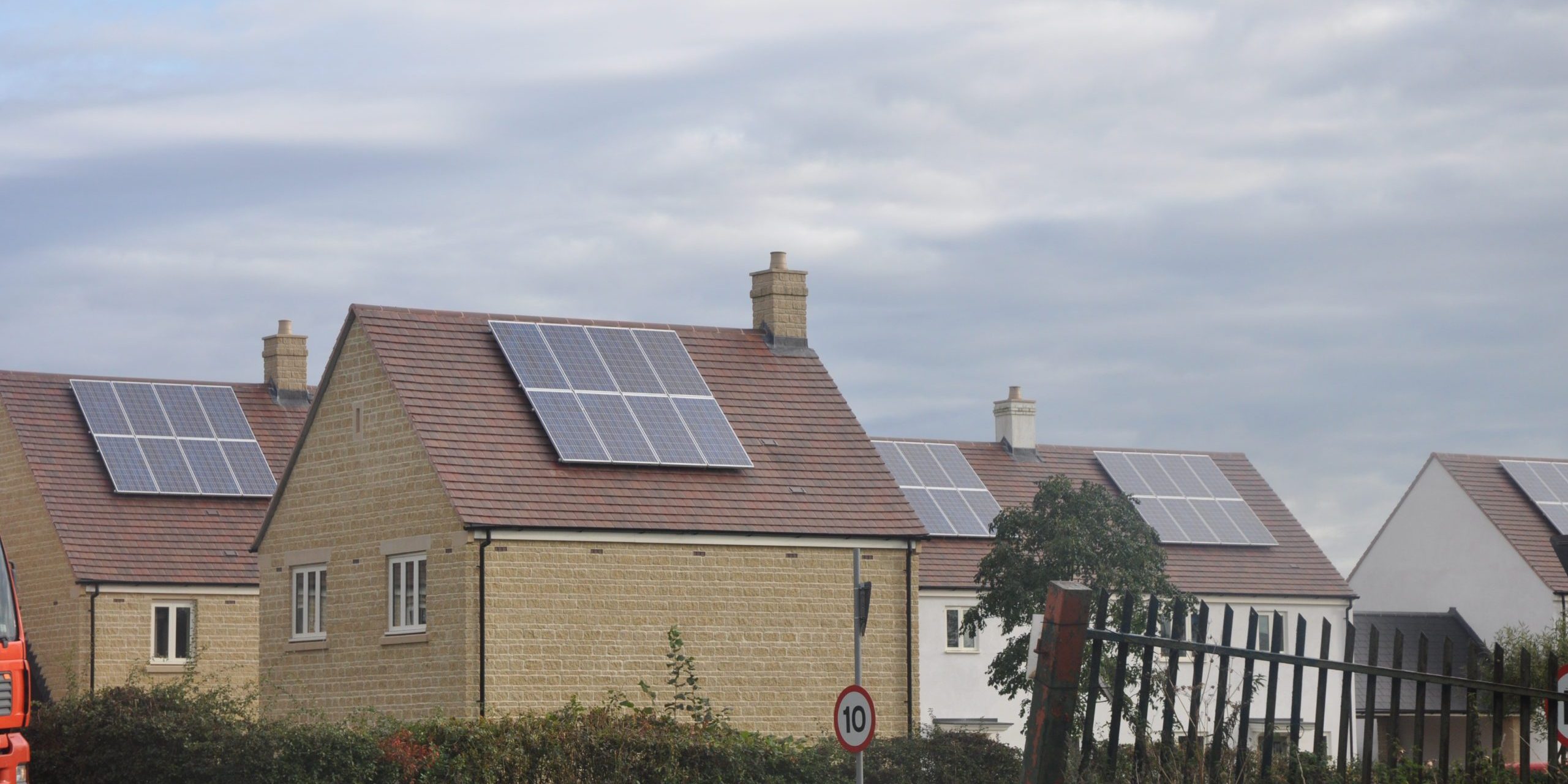 houses with rooftop solar panels