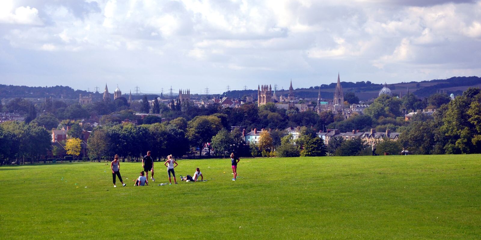 SouthParkwithpeople View of Oxford from South Park with people in the foreground