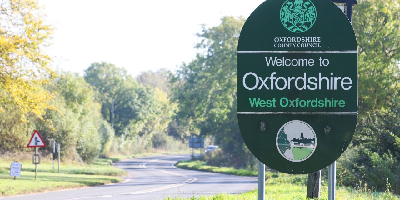 Welcome sign to West Oxfordshire